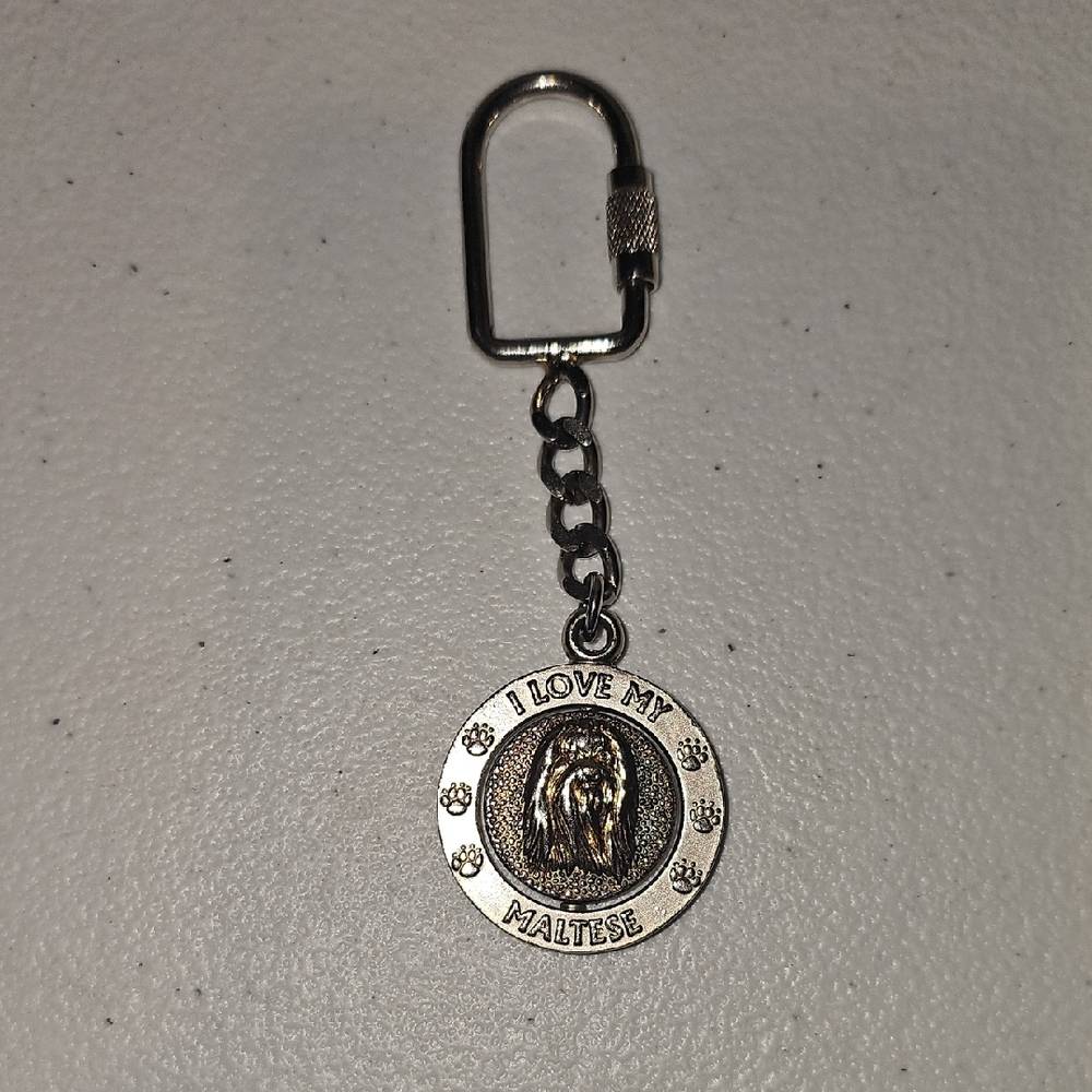 Metal I Love My Maltese Keychain Used